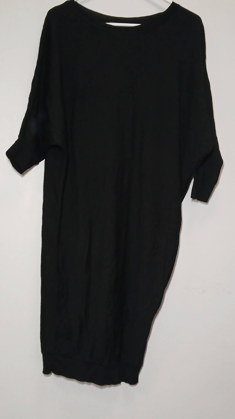 Alexander McQueen womens large merino wool sweater dress black dolman sleeve